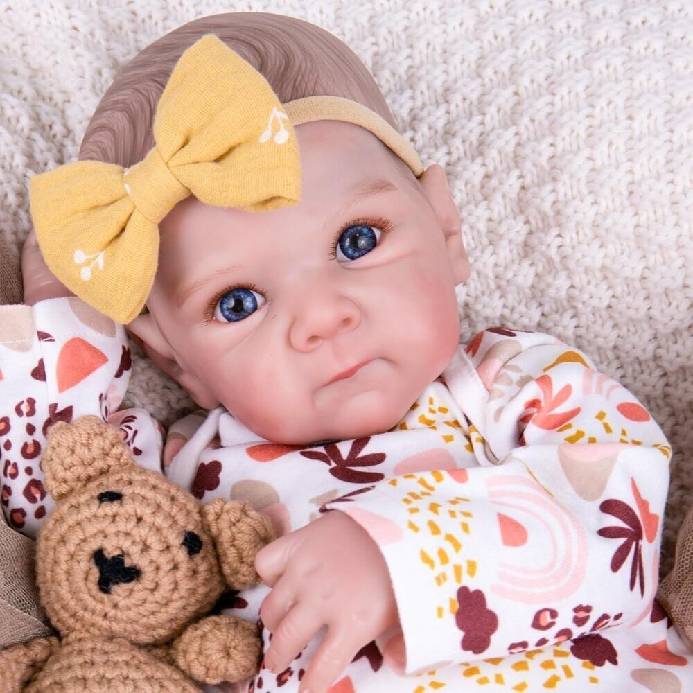 20 Inches Light Yellow Realistic Newborn Soft Cloth Body Doll And Feeding Set